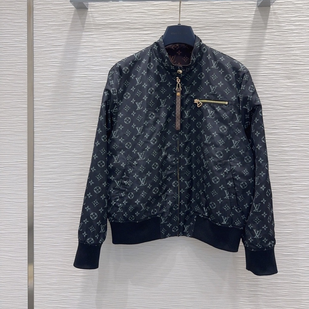 Louis Vuitton Black Monogram Print Bomber Jacket